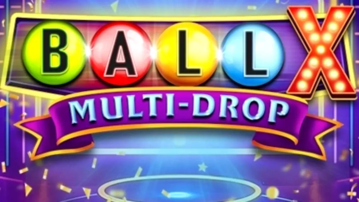 Neon-themed Ball X Multi-Drop slot machine interface